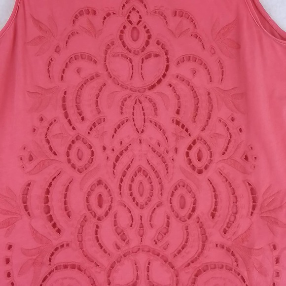 J. Crew Causal Tank Top Size Small in Pink w/ Embroidered Cutout Design - Picture 10 of 10